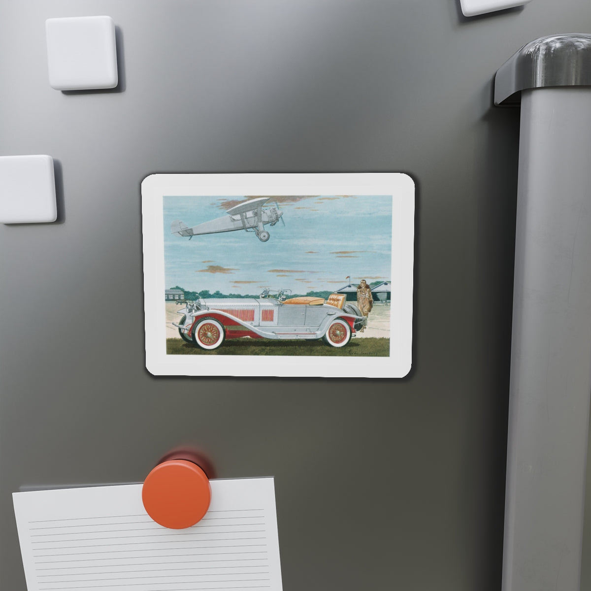 1927 Isotta Fraschini Roadster, Esquire magazine, 1958 (Magazine Illustration) Refrigerator Magnet-The Sticker Space