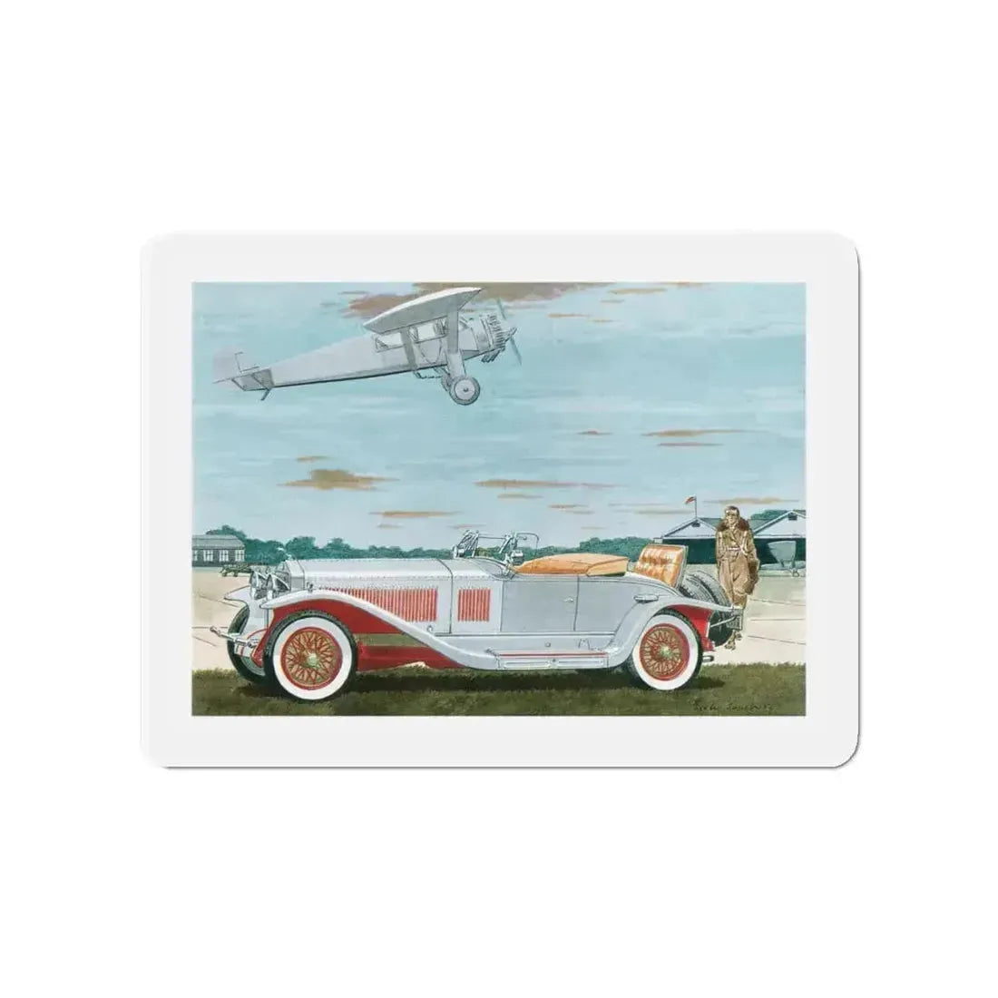 1927 Isotta Fraschini Roadster, Esquire magazine, 1958 (Magazine Illustration) Refrigerator Magnet 4 Inch - The Sticker Space
