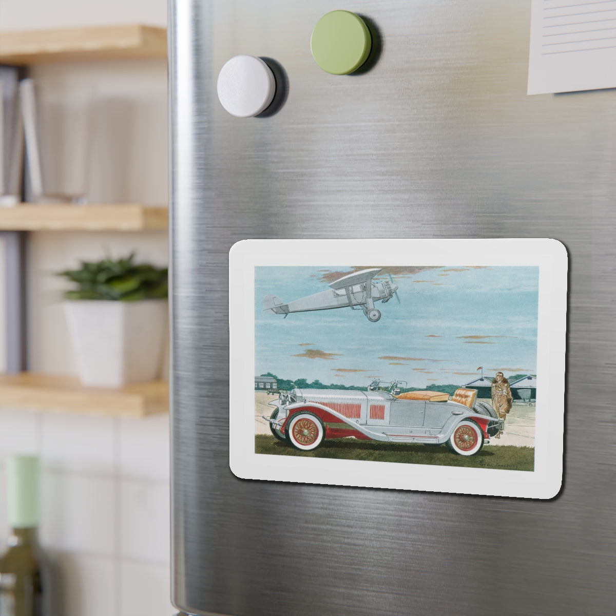 1927 Isotta Fraschini Roadster, Esquire magazine, 1958 (Magazine Illustration) Refrigerator Magnet-The Sticker Space