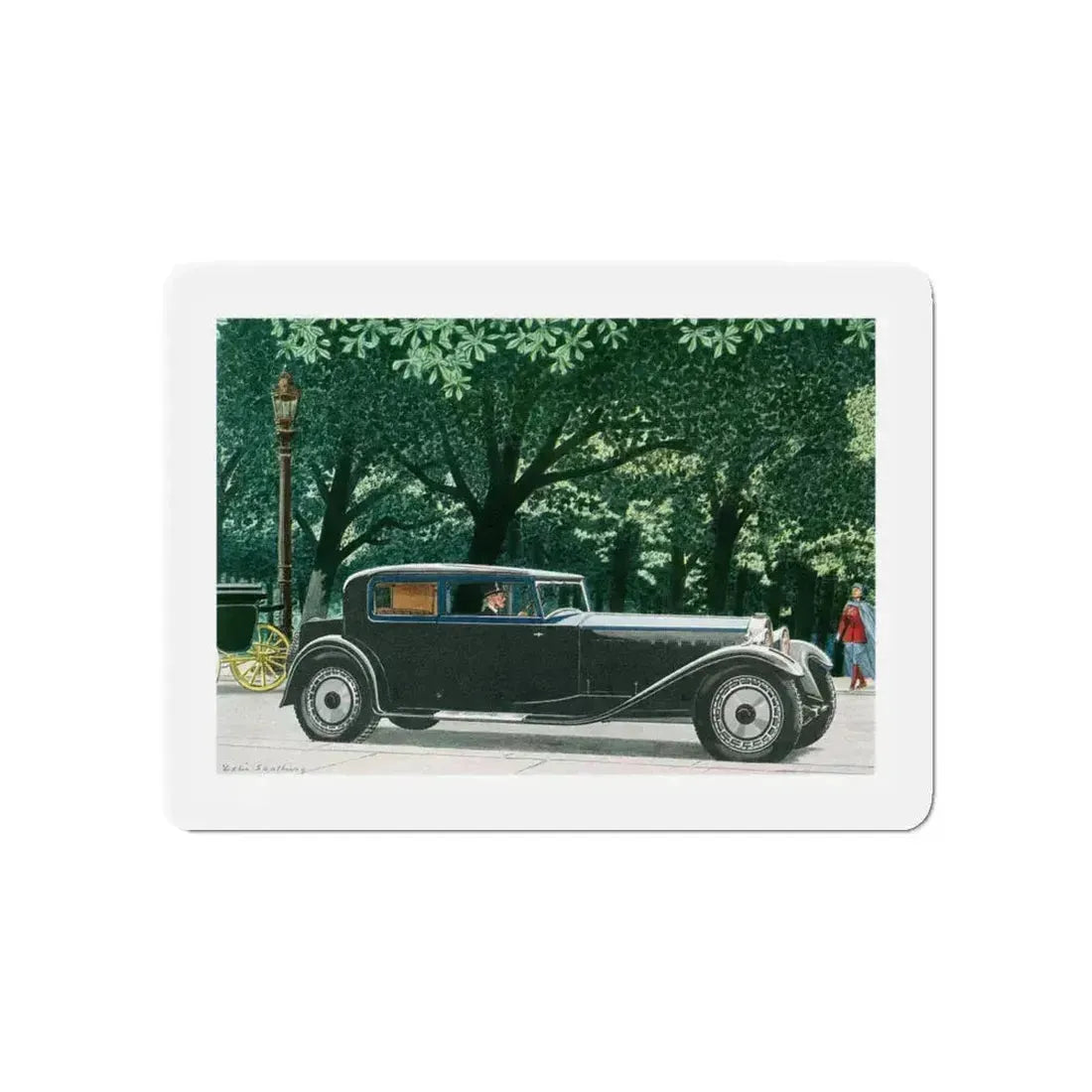 1928 Bugatti Royale Coupe, Esquire magazine, 1958 (Magazine Illustration) Refrigerator Magnet 5 Inch - The Sticker Space