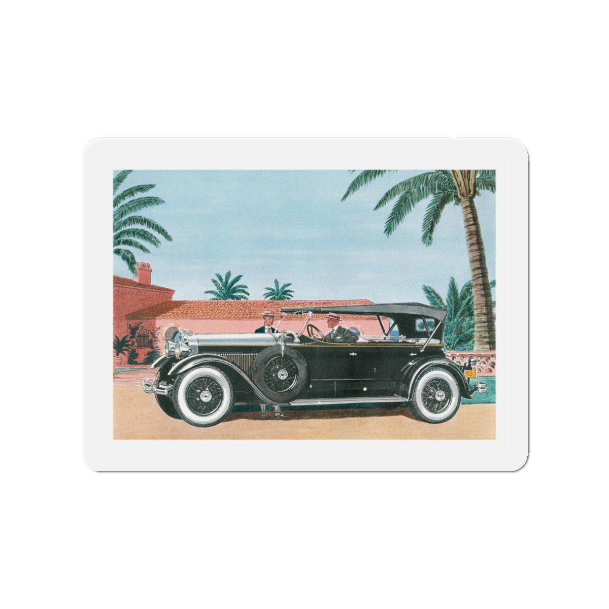 1929 Lincoln Sport Phaeton, Esquire magazine, 1958 (Magazine Illustration) Refrigerator Magnet-3" x 3"-The Sticker Space