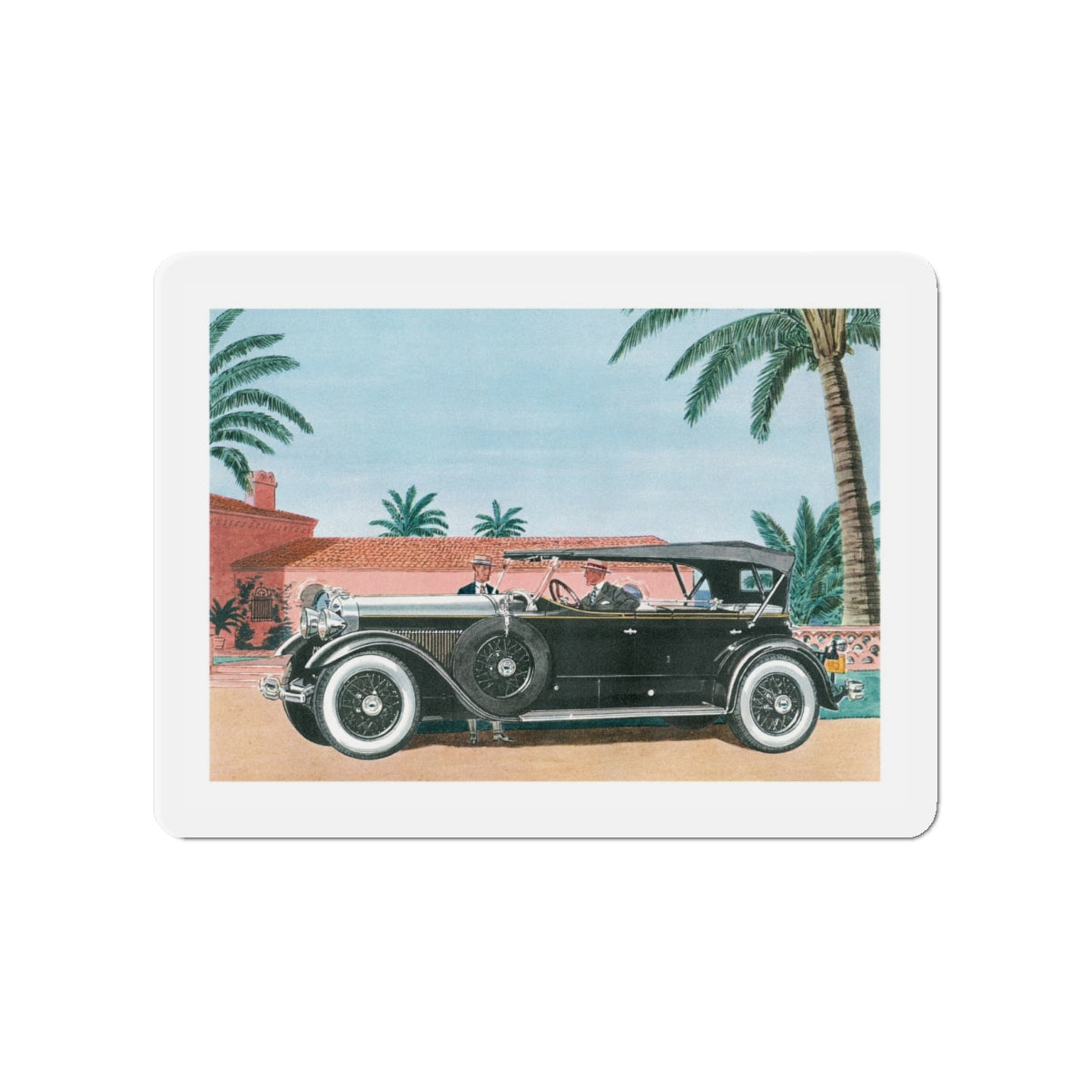 1929 Lincoln Sport Phaeton, Esquire magazine, 1958 (Magazine Illustration) Refrigerator Magnet-4" x 4"-The Sticker Space