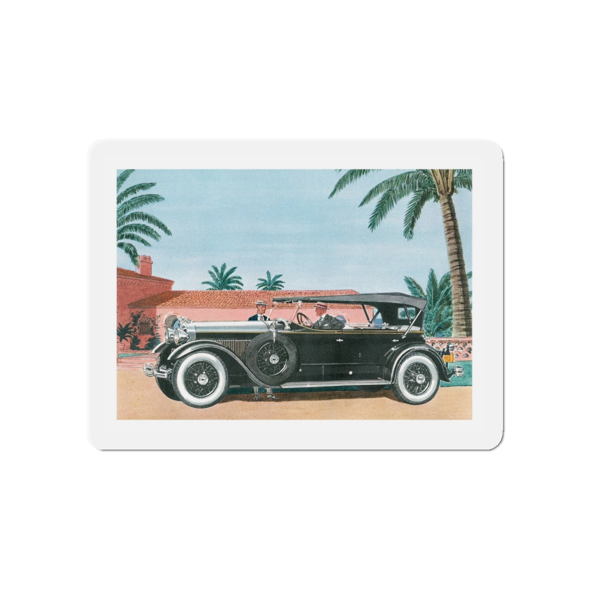 1929 Lincoln Sport Phaeton, Esquire magazine, 1958 (Magazine Illustration) Refrigerator Magnet-5" x 5"-The Sticker Space