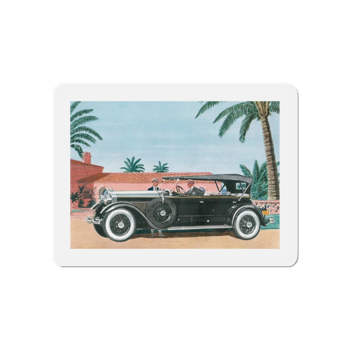 1929 Lincoln Sport Phaeton, Esquire magazine, 1958 (Magazine Illustration) Refrigerator Magnet-6 × 6"-The Sticker Space