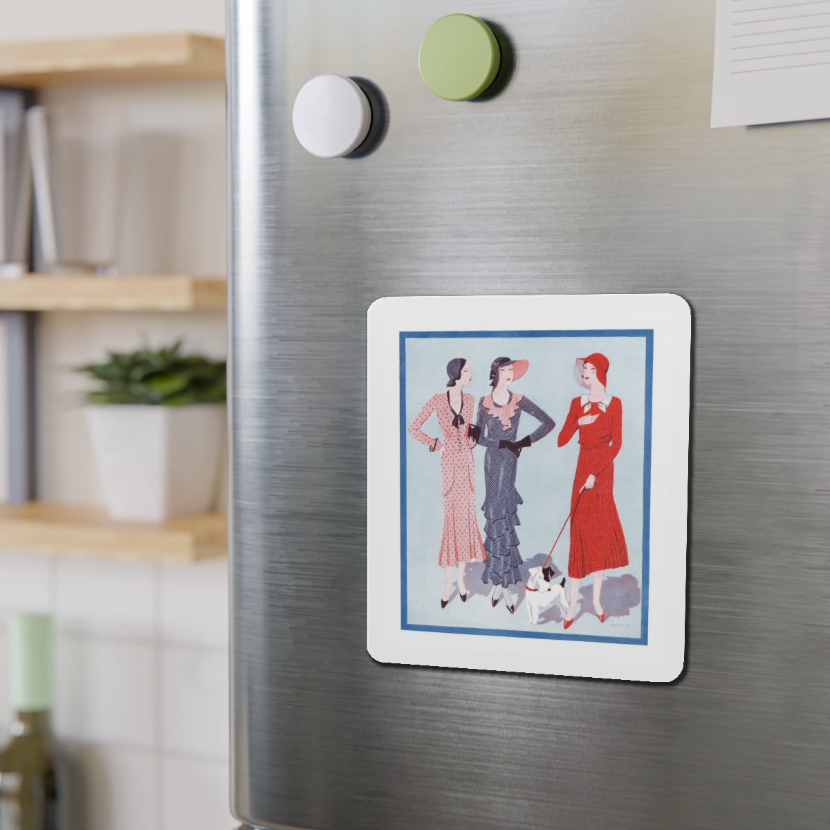 1930 fashion illustration (1), Britannia And Eve (Magazine Illustration) Refrigerator Magnet-The Sticker Space