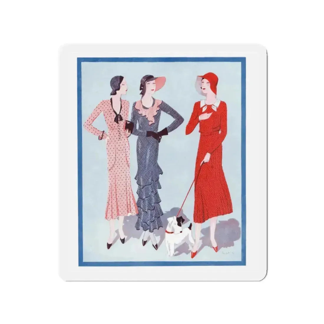 1930 fashion illustration (1), Britannia And Eve (Magazine Illustration) Refrigerator Magnet 2 Inch Die-Cut - The Sticker Space