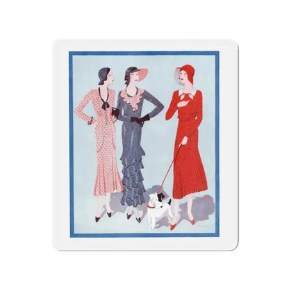 1930 fashion illustration (1), Britannia And Eve (Magazine Illustration) Refrigerator Magnet 2 Inch Die-Cut - The Sticker Space