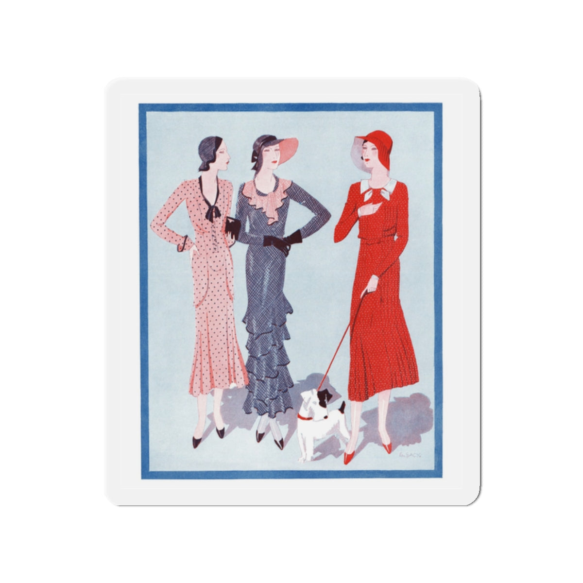 1930 fashion illustration (1), Britannia And Eve (Magazine Illustration) Refrigerator Magnet-2" x 2"-The Sticker Space