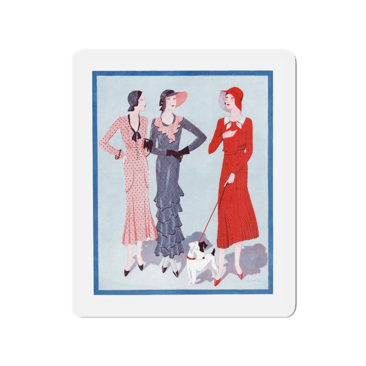 1930 fashion illustration (1), Britannia And Eve (Magazine Illustration) Refrigerator Magnet-3" x 3"-The Sticker Space