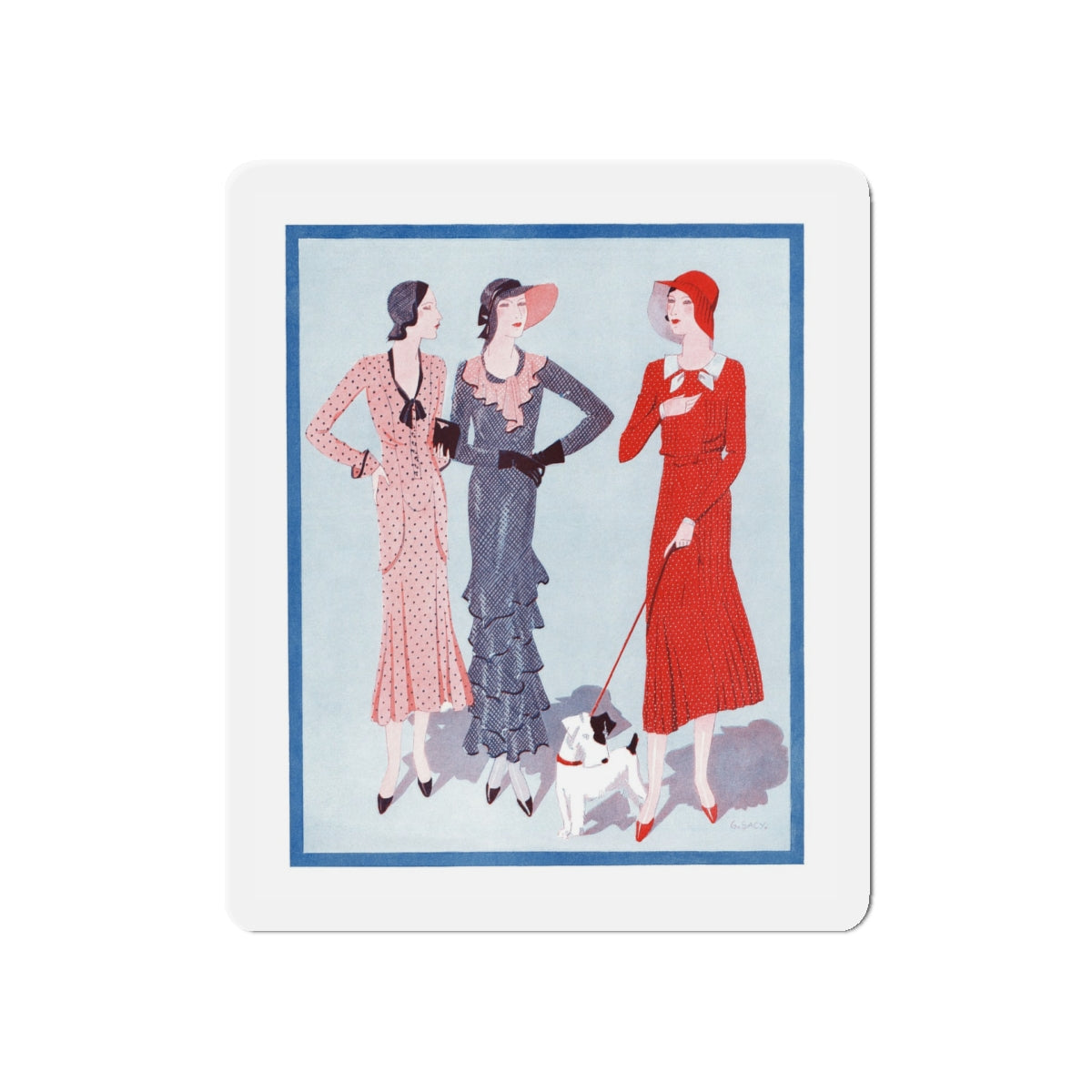 1930 fashion illustration (1), Britannia And Eve (Magazine Illustration) Refrigerator Magnet-5" x 5"-The Sticker Space