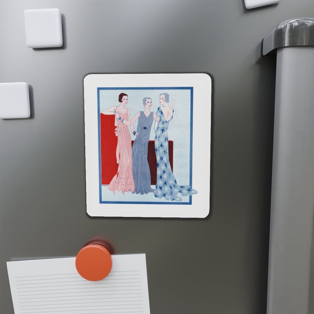 1930 fashion illustration (2), Britannia And Eve (Magazine Illustration) Refrigerator Magnet-The Sticker Space