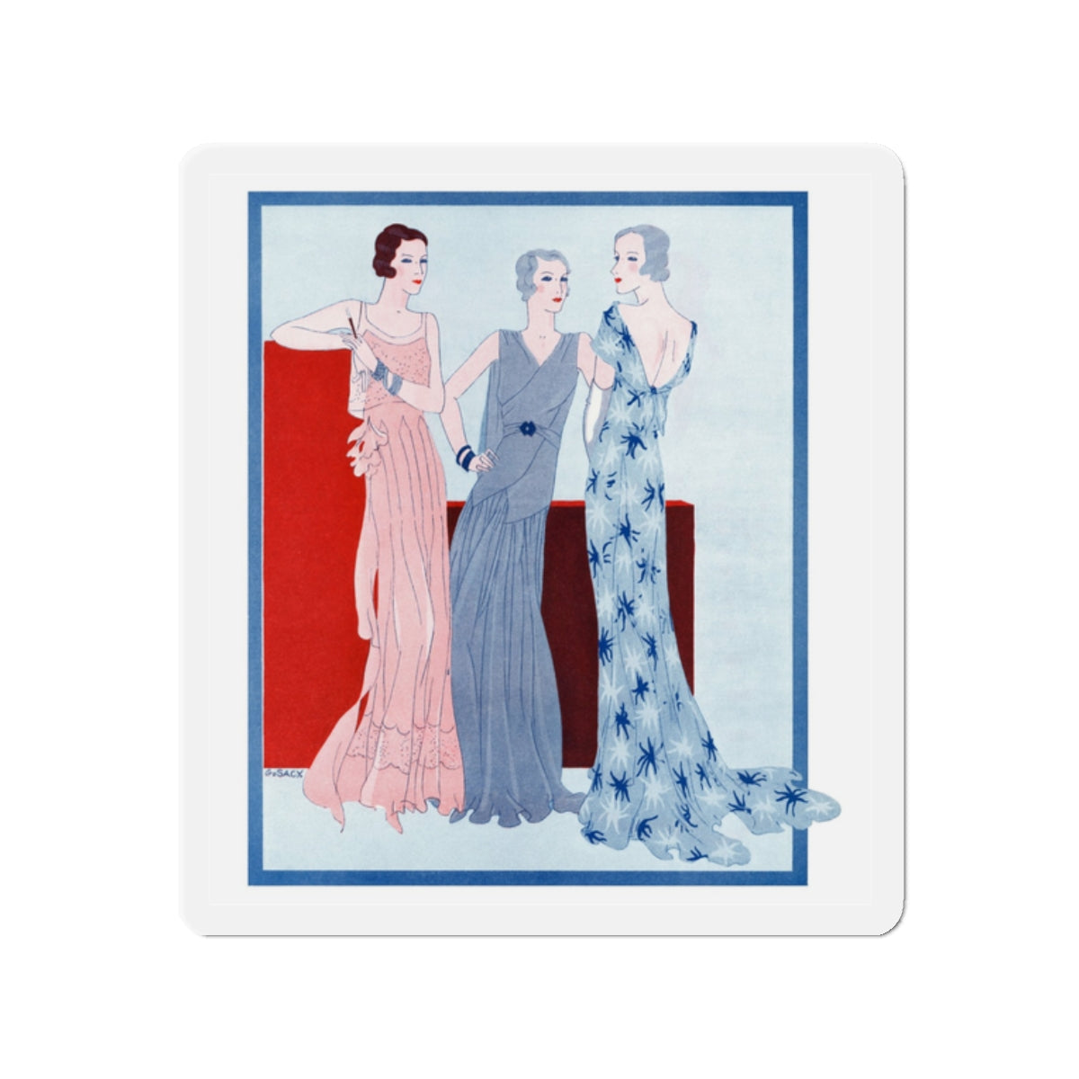 1930 fashion illustration (2), Britannia And Eve (Magazine Illustration) Refrigerator Magnet-2" x 2"-The Sticker Space