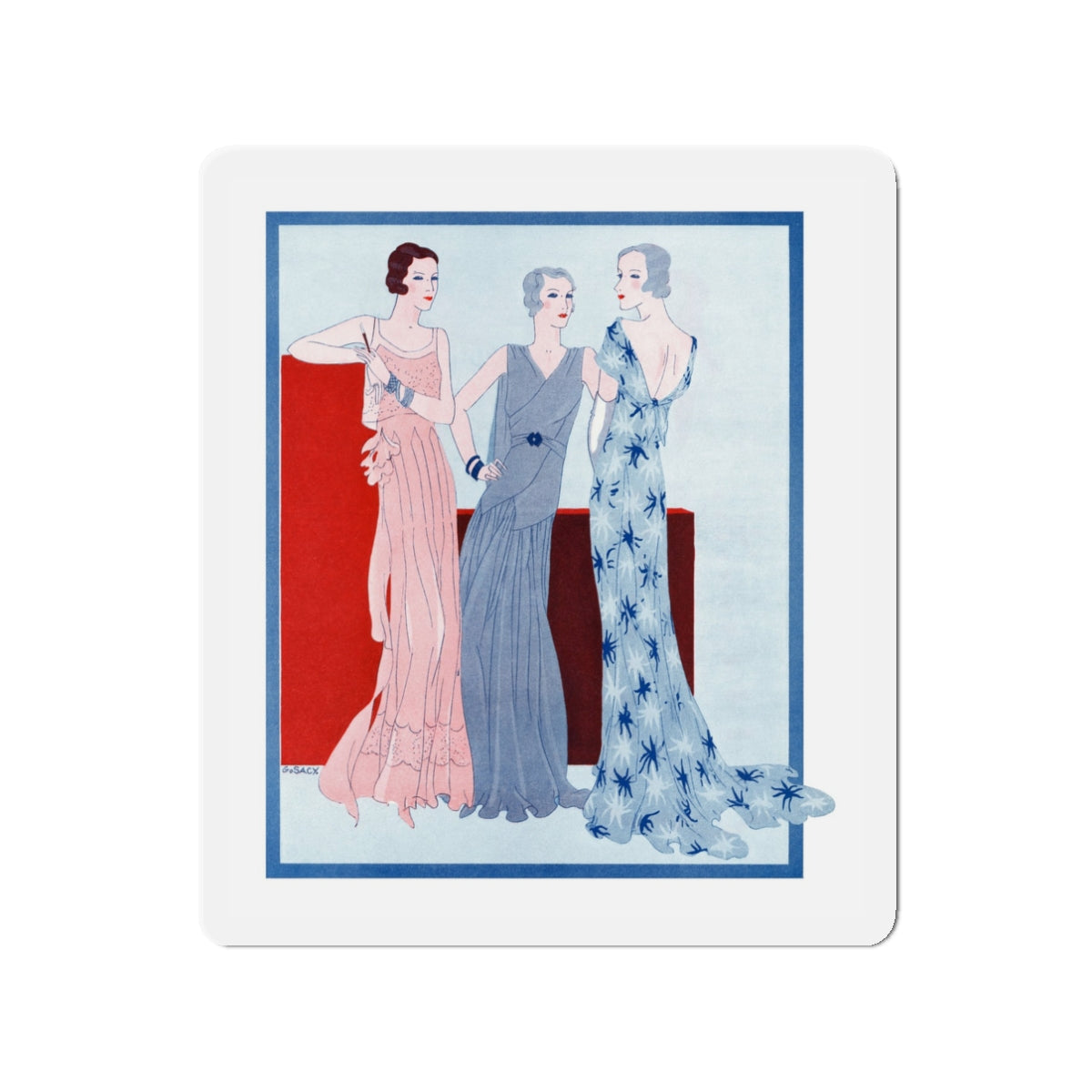 1930 fashion illustration (2), Britannia And Eve (Magazine Illustration) Refrigerator Magnet-3" x 3"-The Sticker Space