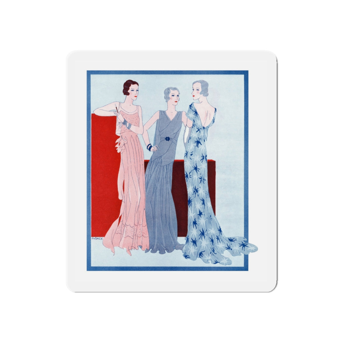 1930 fashion illustration (2), Britannia And Eve (Magazine Illustration) Refrigerator Magnet-5" x 5"-The Sticker Space