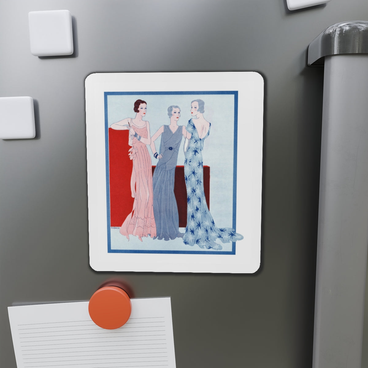 1930 fashion illustration (2), Britannia And Eve (Magazine Illustration) Refrigerator Magnet-The Sticker Space