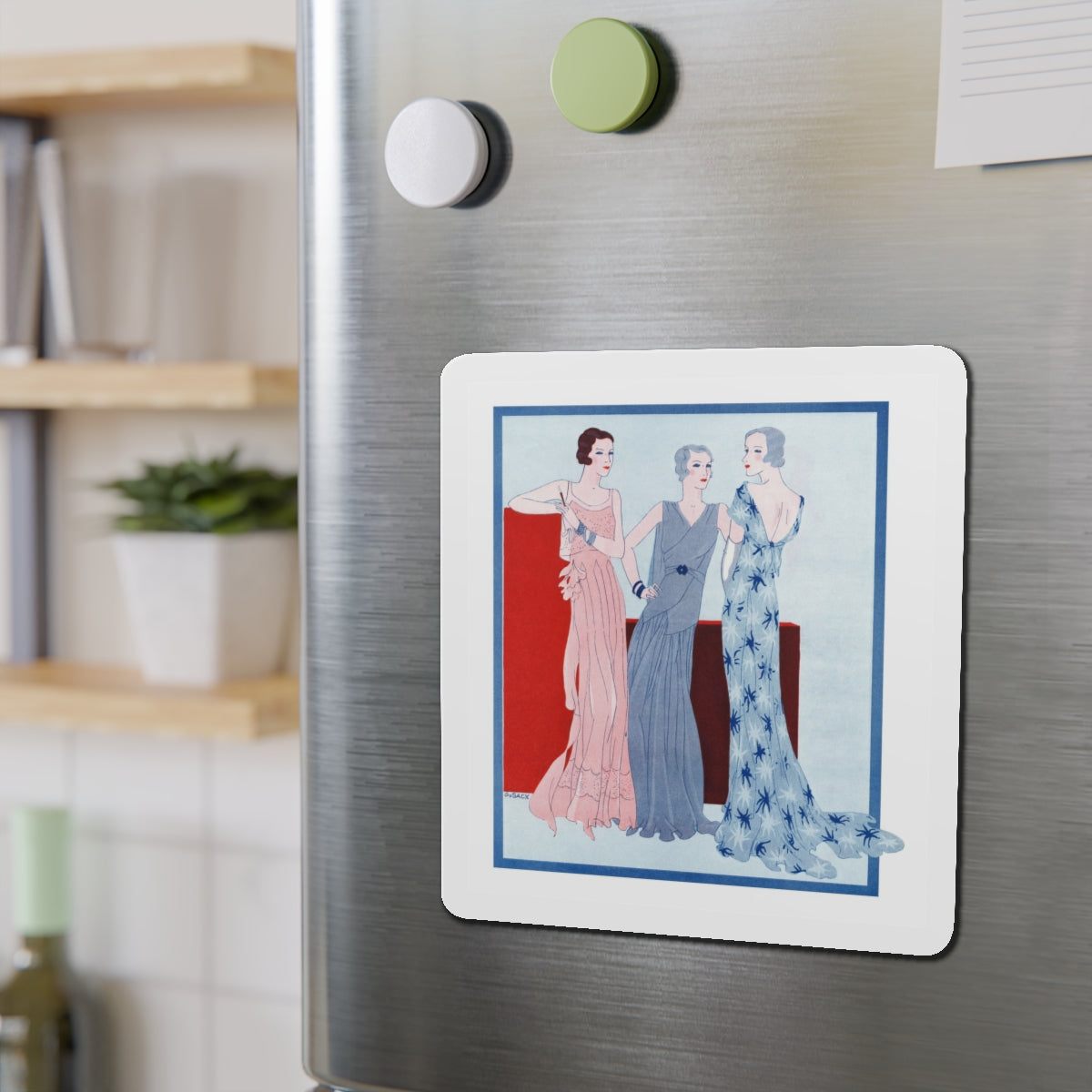 1930 fashion illustration (2), Britannia And Eve (Magazine Illustration) Refrigerator Magnet-The Sticker Space