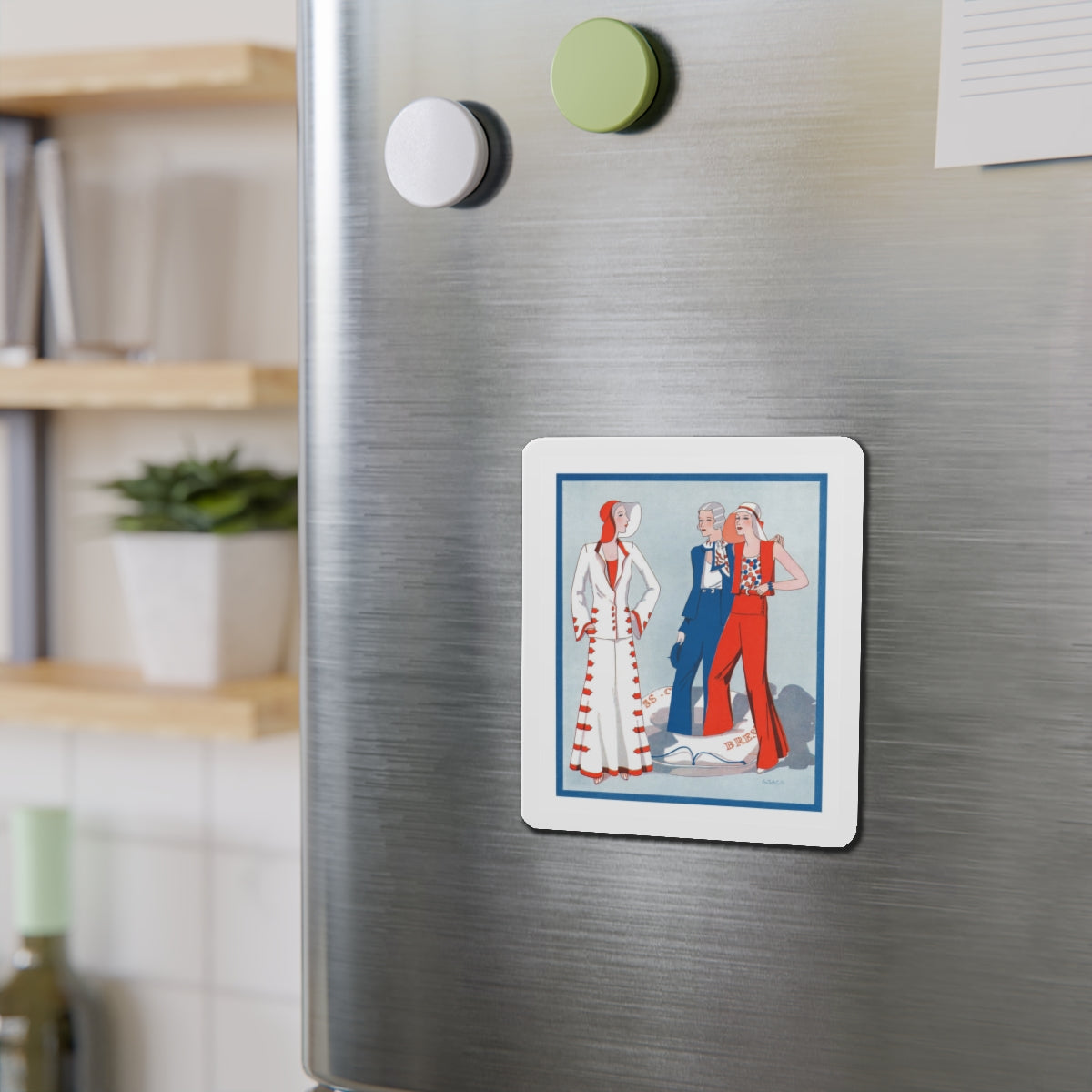 1930 fashion illustration (3), Britannia And Eve (Magazine Illustration) Refrigerator Magnet-The Sticker Space