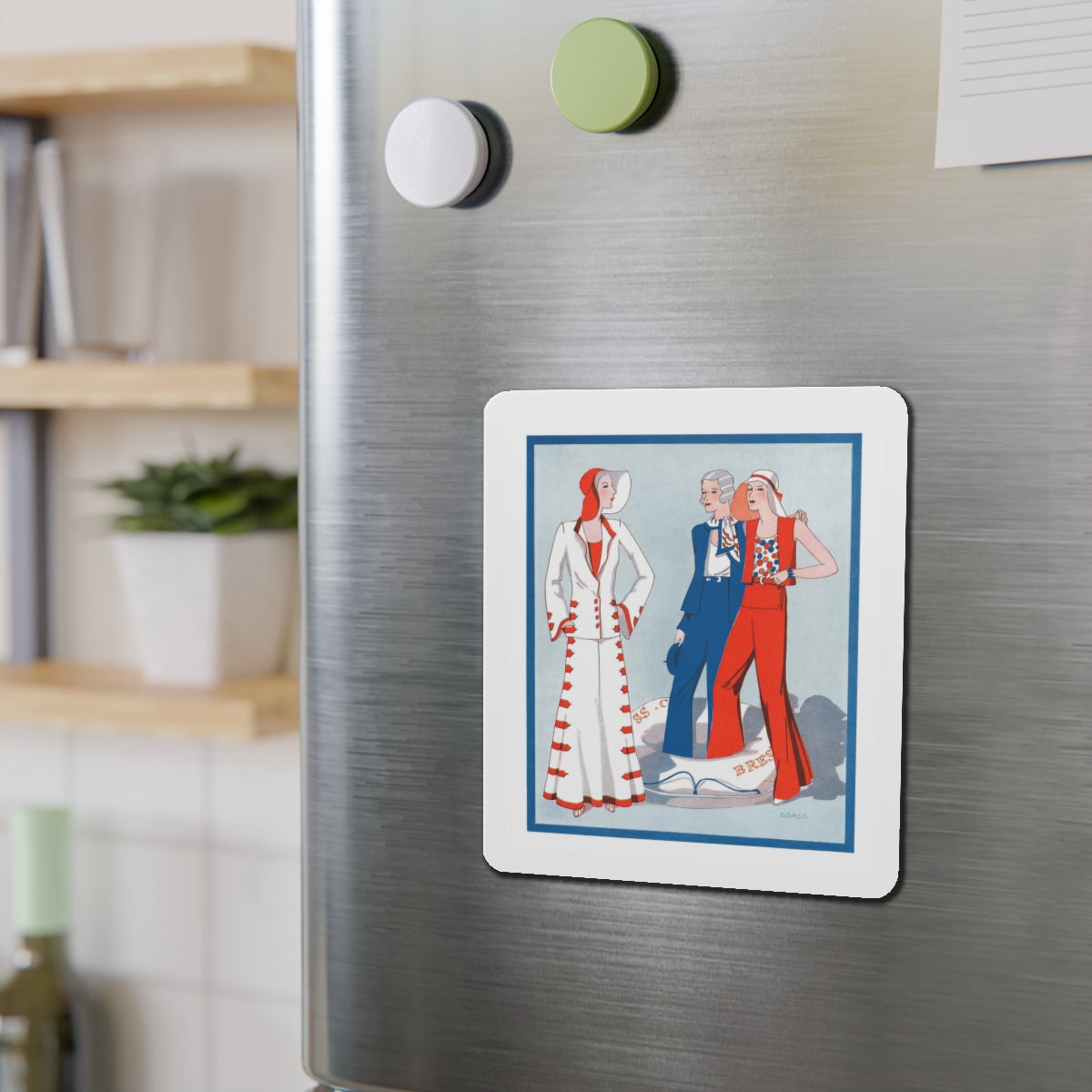 1930 fashion illustration (3), Britannia And Eve (Magazine Illustration) Refrigerator Magnet-The Sticker Space