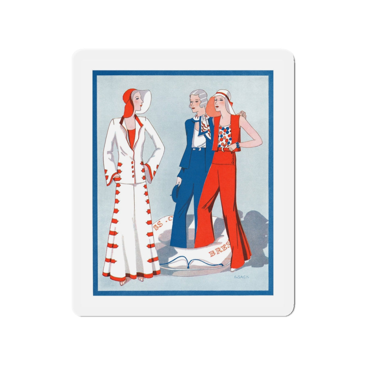 1930 fashion illustration (3), Britannia And Eve (Magazine Illustration) Refrigerator Magnet-3" x 3"-The Sticker Space