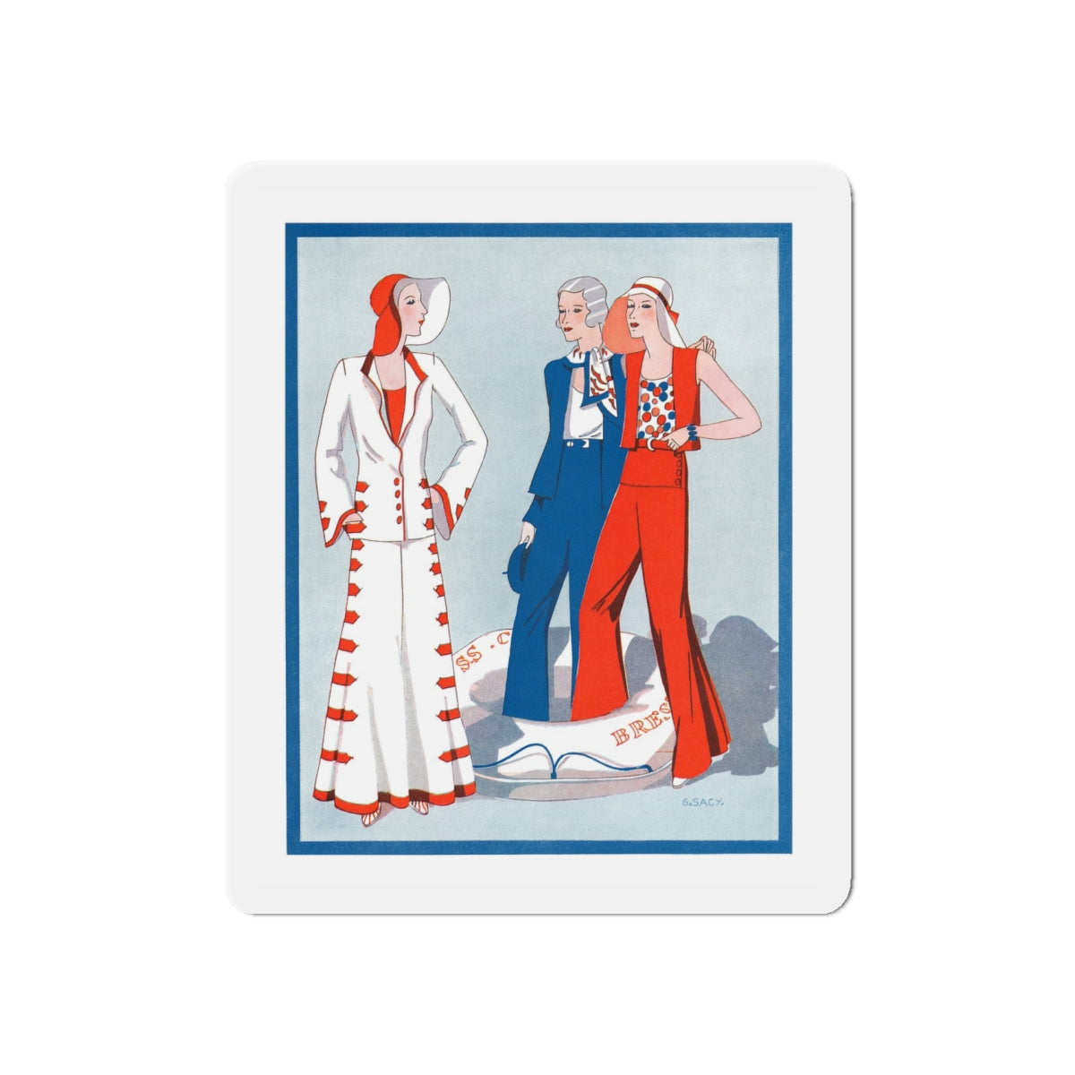 1930 fashion illustration (3), Britannia And Eve (Magazine Illustration) Refrigerator Magnet-6 × 6"-The Sticker Space