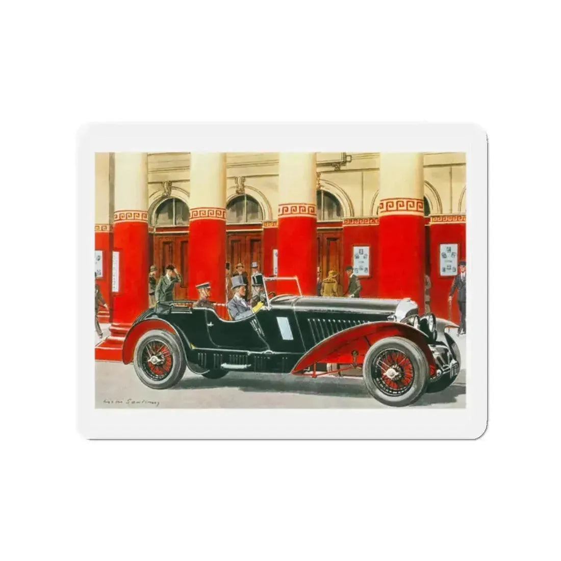 1931 Bentley Sport Touring, Esquire magazine, 1958 (Magazine Illustration) Refrigerator Magnet 2 Inch - The Sticker Space