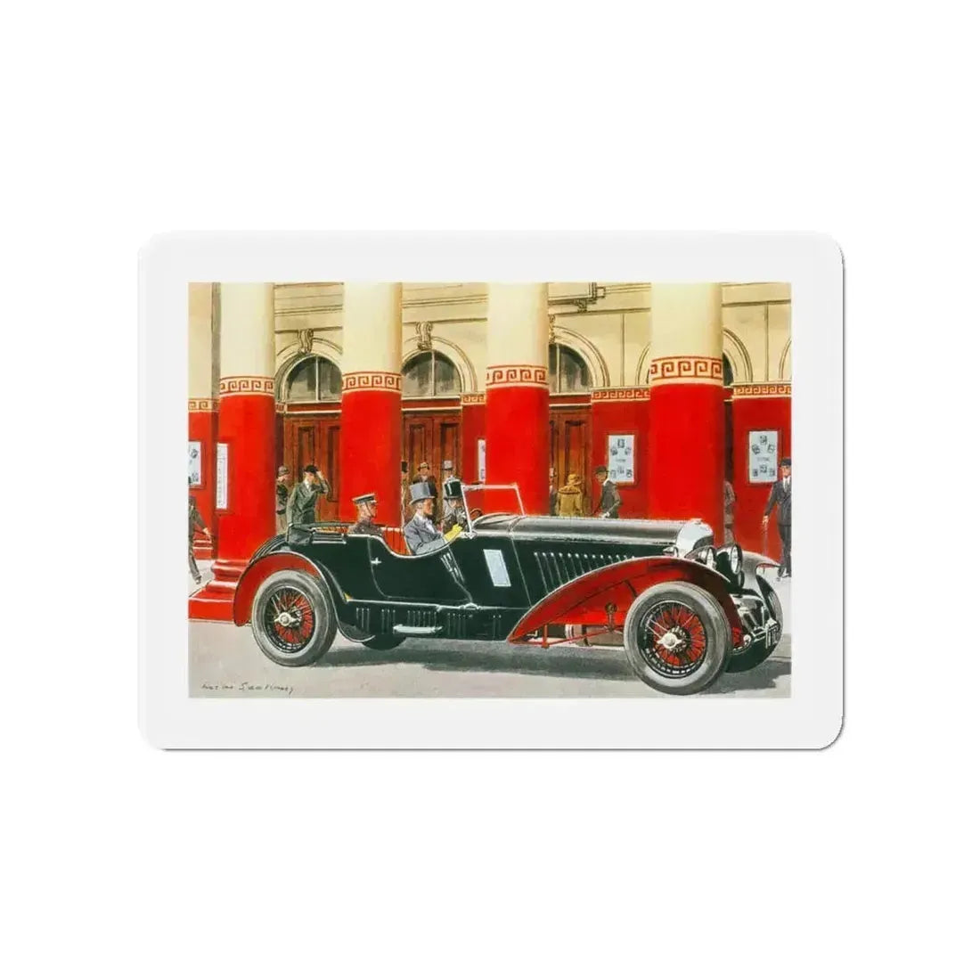 1931 Bentley Sport Touring, Esquire magazine, 1958 (Magazine Illustration) Refrigerator Magnet 4 Inch - The Sticker Space