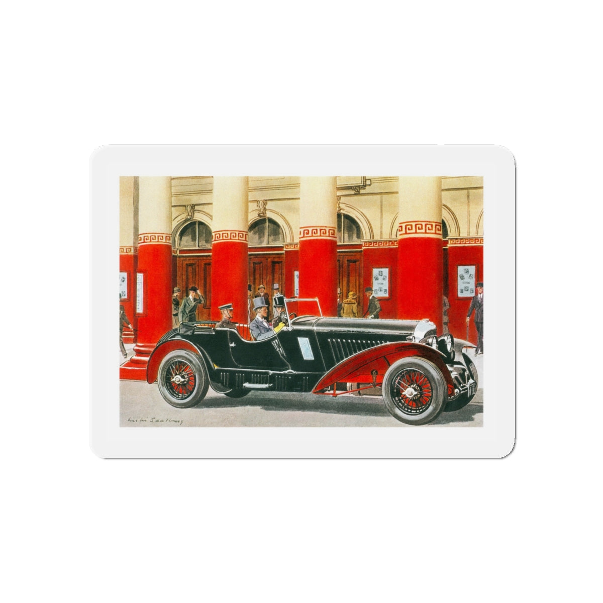 1931 Bentley Sport Touring, Esquire magazine, 1958 (Magazine Illustration) Refrigerator Magnet-5" x 5"-The Sticker Space