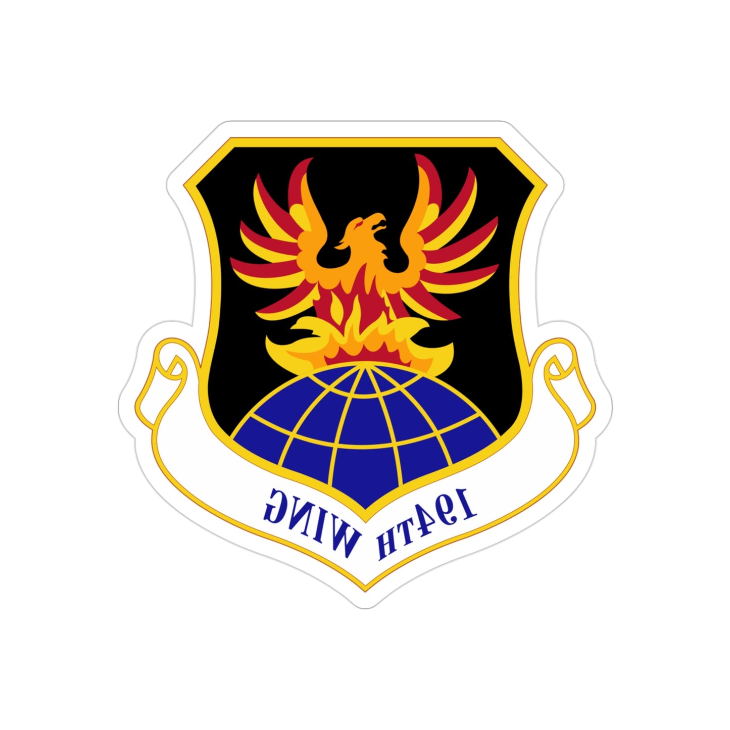 194th Wing (U.S. Air Force) REVERSE PRINT Transparent STICKER-3" × 3"-The Sticker Space