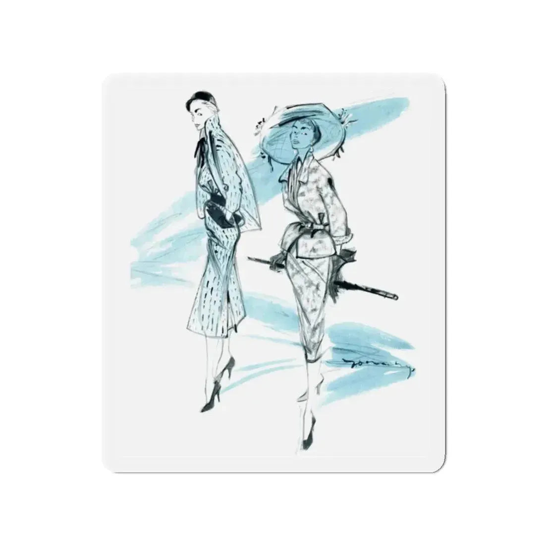 1950 fashion illustration from Woman's Journal (Magazine Illustration) Refrigerator Magnet - The Sticker Space
