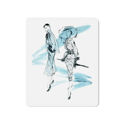 1950 fashion illustration from Woman's Journal (Magazine Illustration) Refrigerator Magnet-4" x 4"-The Sticker Space