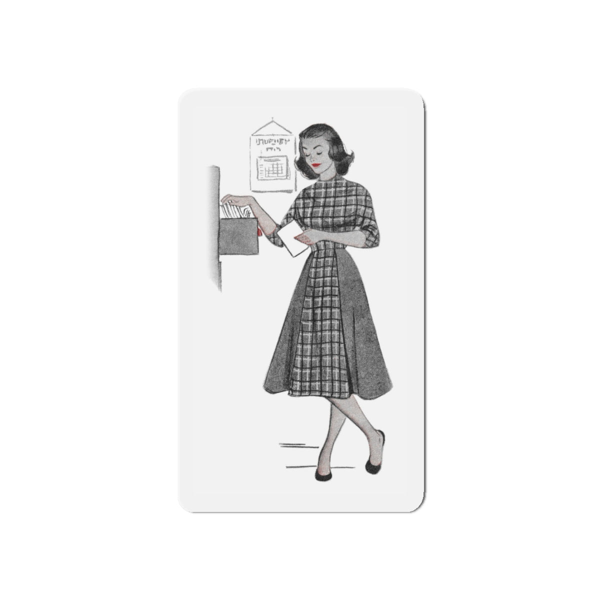 1951 illustration 1 For a dress pattern article in Woman magazine (Magazine Illustration) Refrigerator Magnet-5" x 5"-The Sticker Space