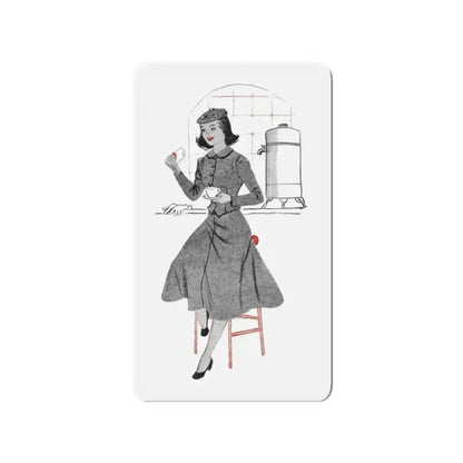 1951 illustration 2 For a dress pattern article in Woman magazine (Magazine Illustration) Refrigerator Magnet 3 Inch - The Sticker Space