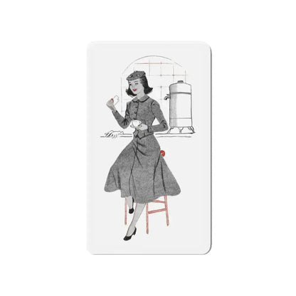 1951 illustration 2 For a dress pattern article in Woman magazine (Magazine Illustration) Refrigerator Magnet 4 Inch - The Sticker Space