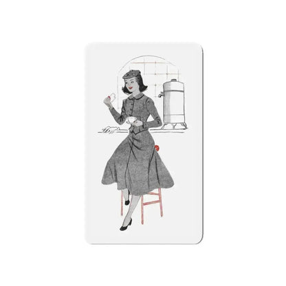 1951 illustration 2 For a dress pattern article in Woman magazine (Magazine Illustration) Refrigerator Magnet 5 Inch - The Sticker Space