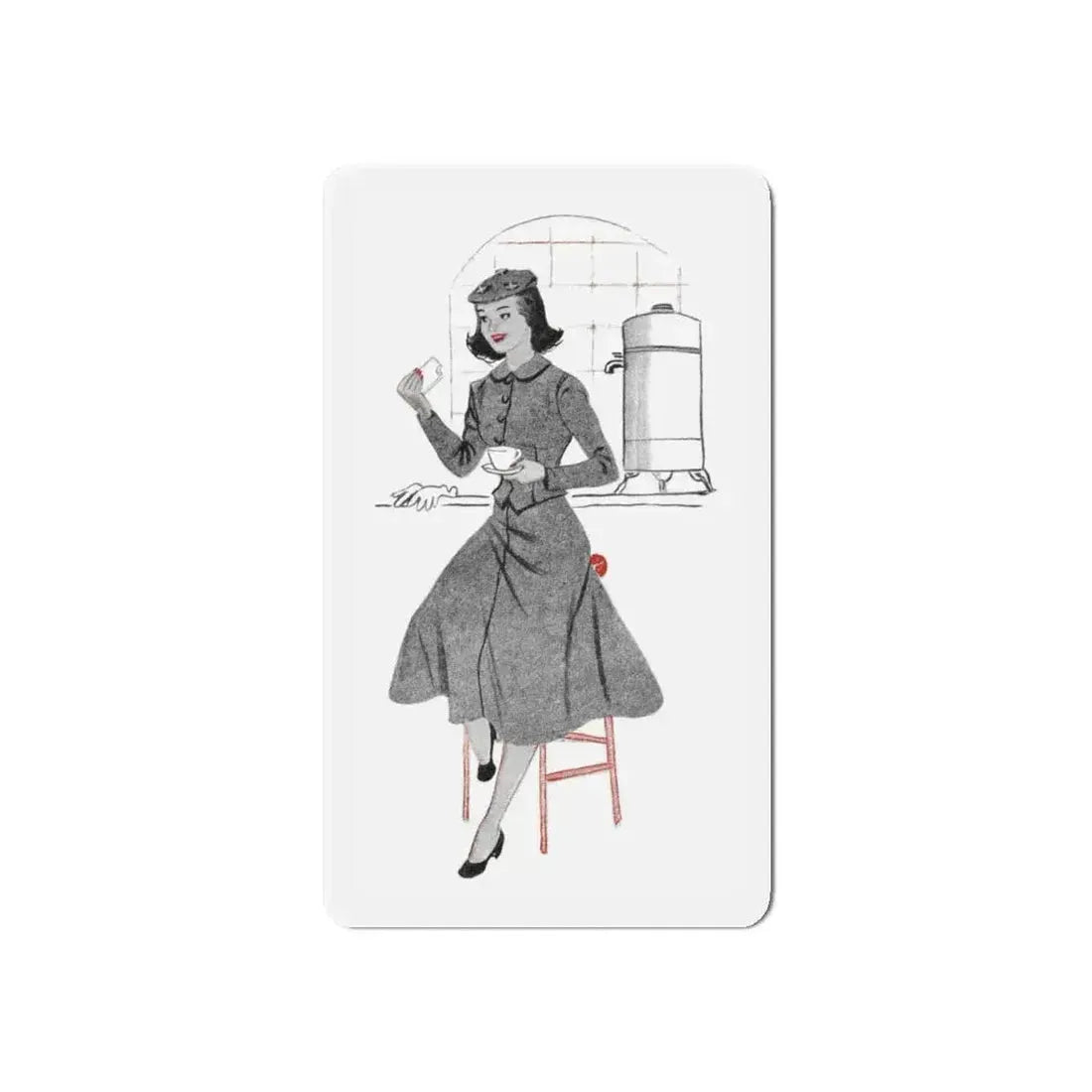 1951 illustration 2 For a dress pattern article in Woman magazine (Magazine Illustration) Refrigerator Magnet 6 Inch - The Sticker Space