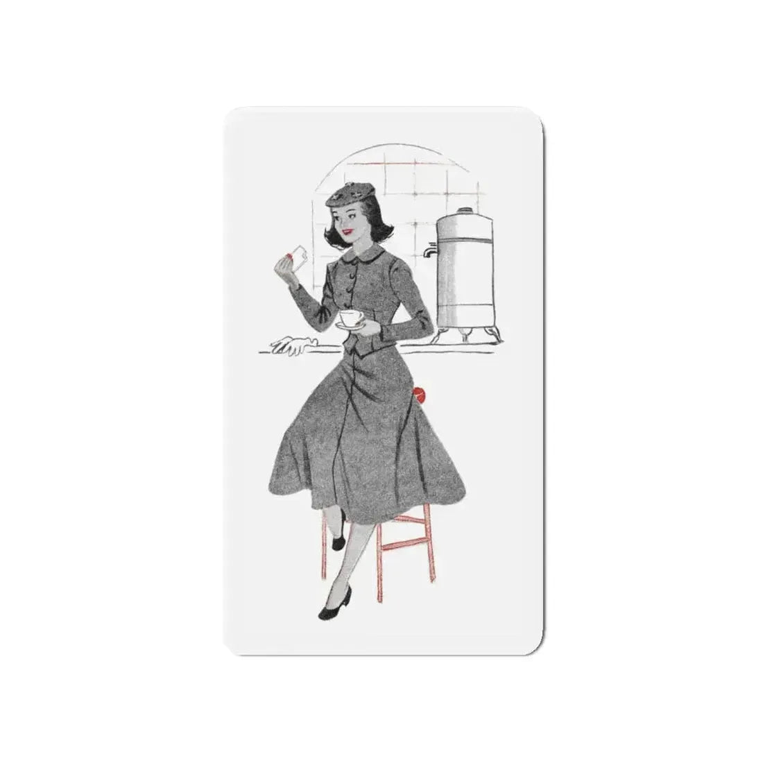 1951 illustration 2 For a dress pattern article in Woman magazine (Magazine Illustration) Refrigerator Magnet - The Sticker Space