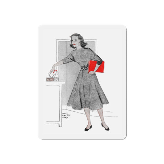 1951 illustration 3 For a dress pattern article in Woman magazine (Magazine Illustration) Refrigerator Magnet-6 × 6"-The Sticker Space