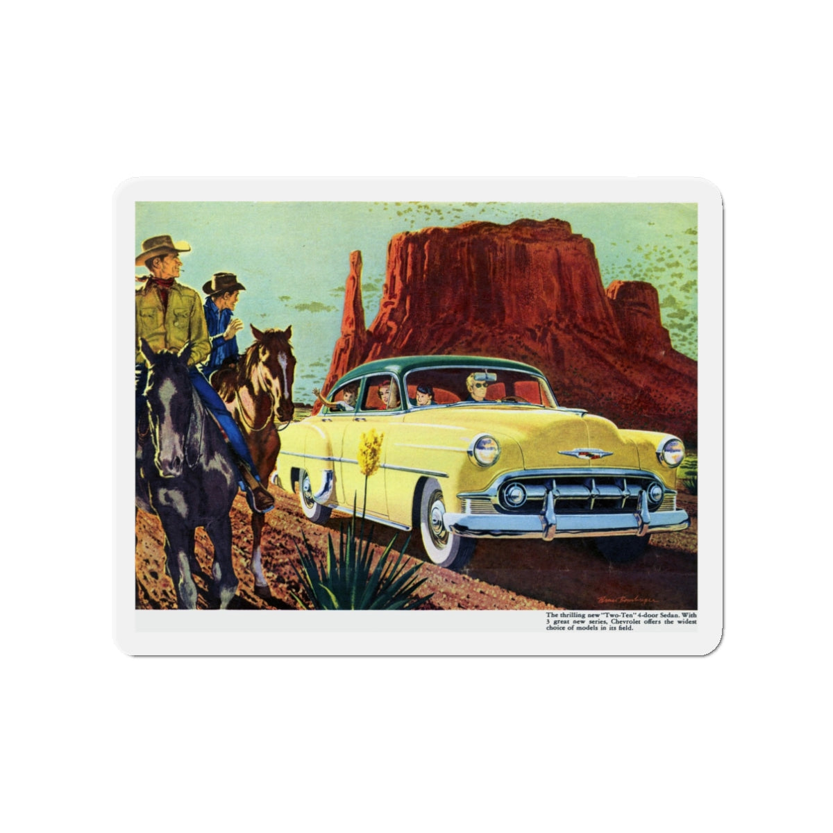 1953 Chevrolet Two-Ten (Magazine Illustration) Refrigerator Magnet-3" x 3"-The Sticker Space