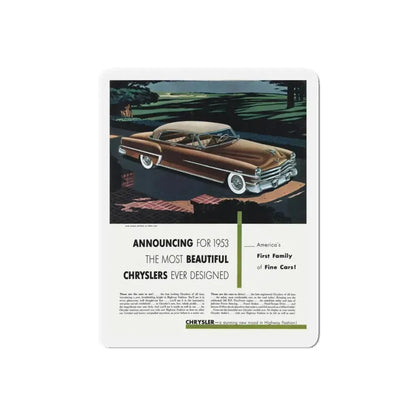 1953 Chrysler ad, Collier's, November 8, 1952 (Magazine Illustration) Refrigerator Magnet - The Sticker Space