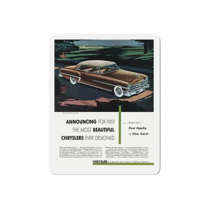 1953 Chrysler ad, Collier's, November 8, 1952 (Magazine Illustration) Refrigerator Magnet - The Sticker Space