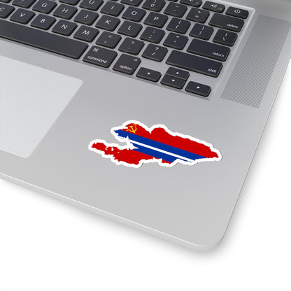 Flag map of the Kirghiz SSR 1952-1991 Flag map of Kyrgyzstan 19911992 (Kyrgyzstan) STICKER Vinyl Kiss-Cut Decal
