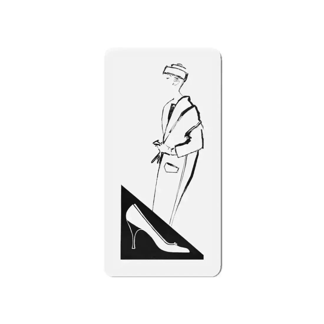 1956 fashion illustration by Alfredo Bouret (1) (Magazine Illustration) Refrigerator Magnet 5 Inch Die-Cut - The Sticker Space