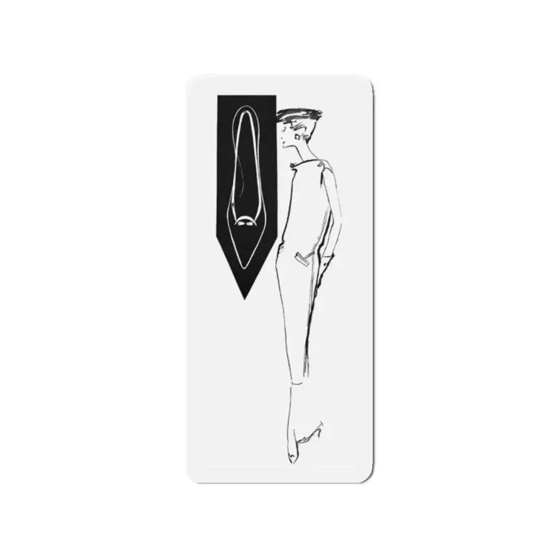 1956 fashion illustration by Alfredo Bouret (2) (Magazine Illustration) Refrigerator Magnet 2 Inch Die-Cut - The Sticker Space