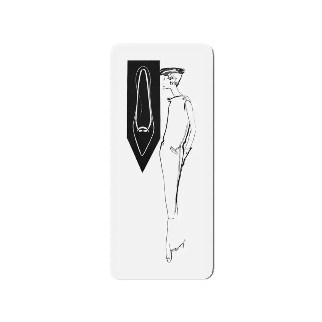 1956 fashion illustration by Alfredo Bouret (2) (Magazine Illustration) Refrigerator Magnet 3 Inch Die-Cut - The Sticker Space