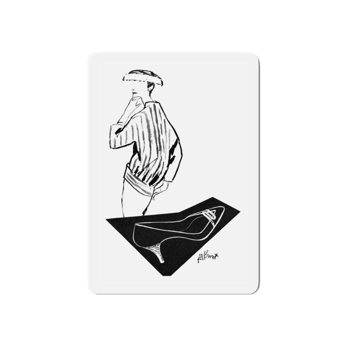 1956 fashion illustration by Alfredo Bouret (3) (Magazine Illustration) Refrigerator Magnet-6 × 6"-The Sticker Space