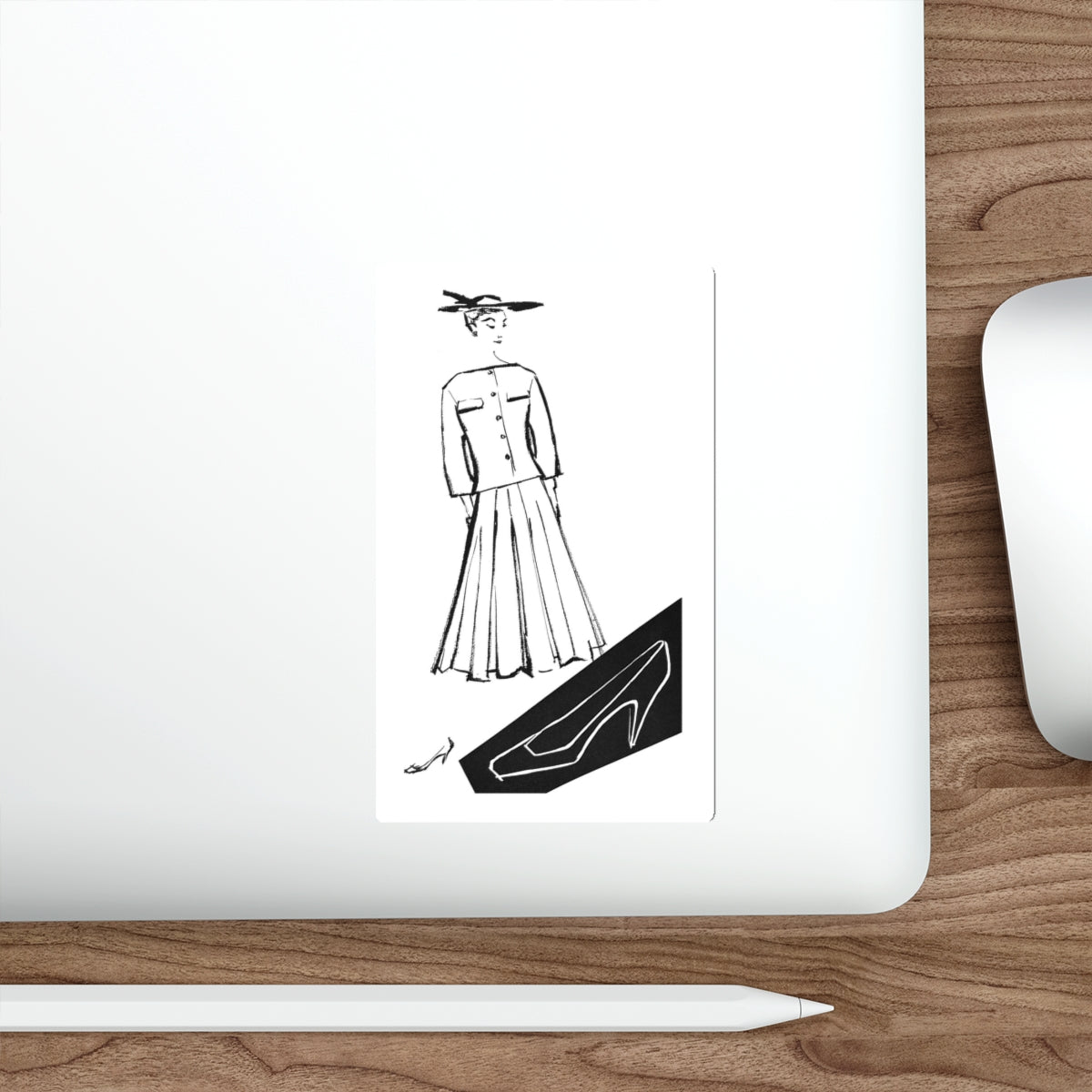 1956 fashion illustration by Alfredo Bouret (4) (Magazine Illustration) STICKER Vinyl Die-Cut Decal-The Sticker Space