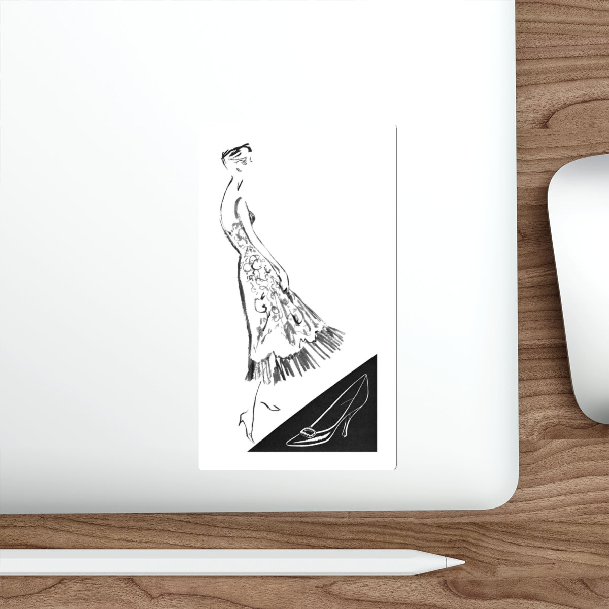 1956 fashion illustration by Alfredo Bouret (5) (Magazine Illustration) STICKER Vinyl Die-Cut Decal-The Sticker Space