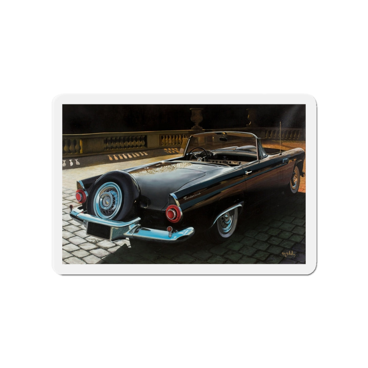 1956 Thunderbird (Magazine Illustration) Refrigerator Magnet-4" x 4"-The Sticker Space