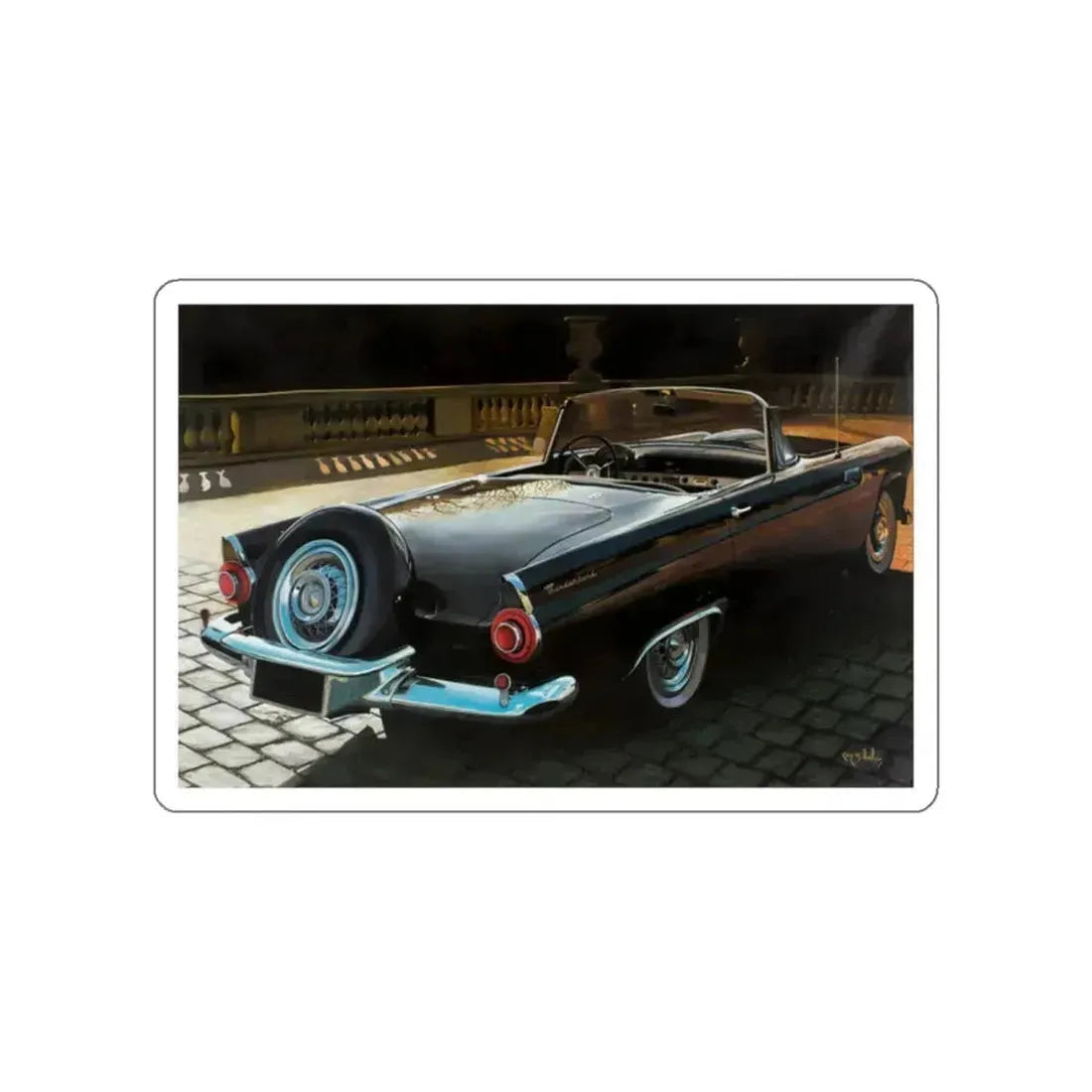 1956 Thunderbird (Magazine Illustration) STICKER Vinyl Die-Cut Decal White Die-Cut 2 Inch - The Sticker Space