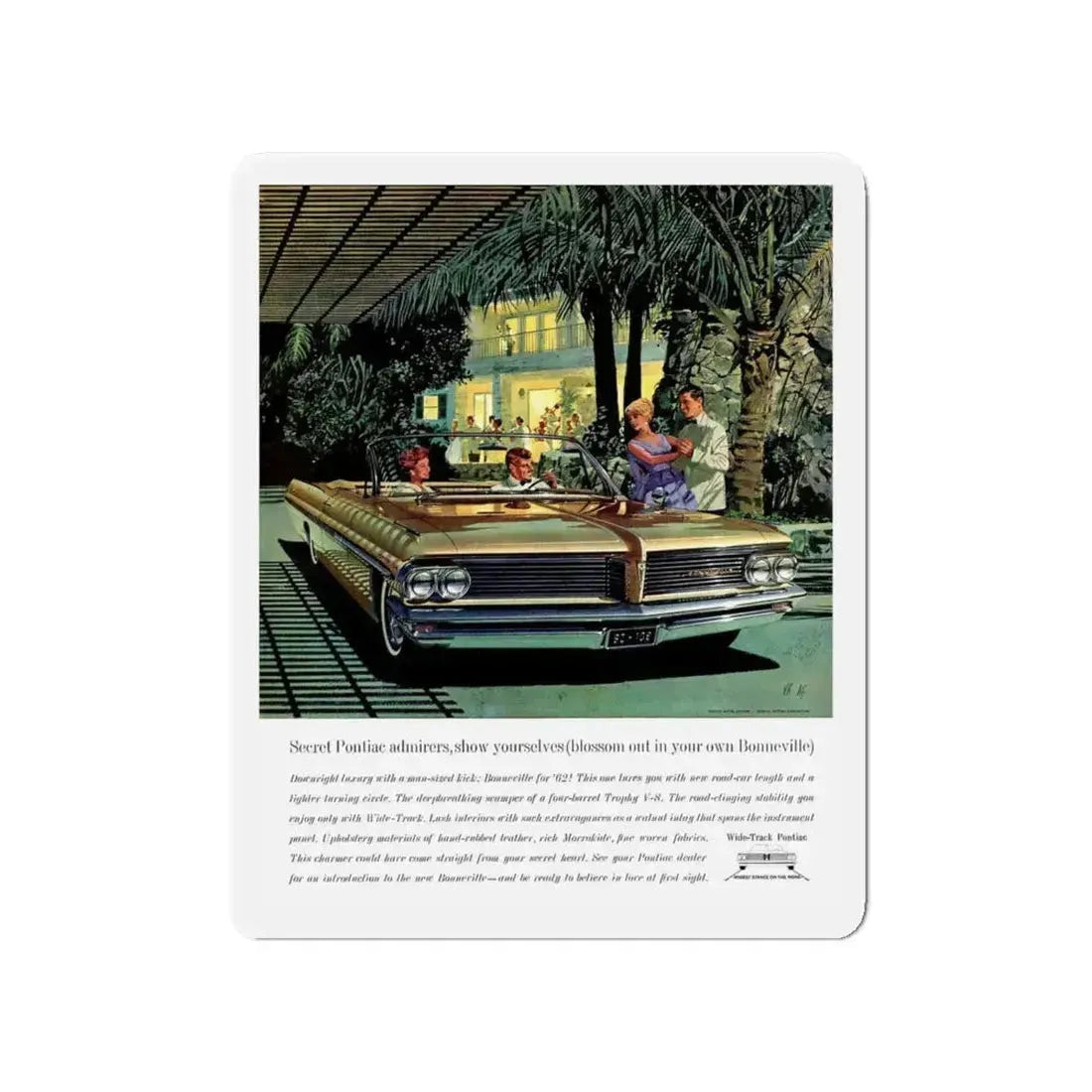1961 Pontiac ad (Magazine Illustration) Refrigerator Magnet 4 Inch - The Sticker Space